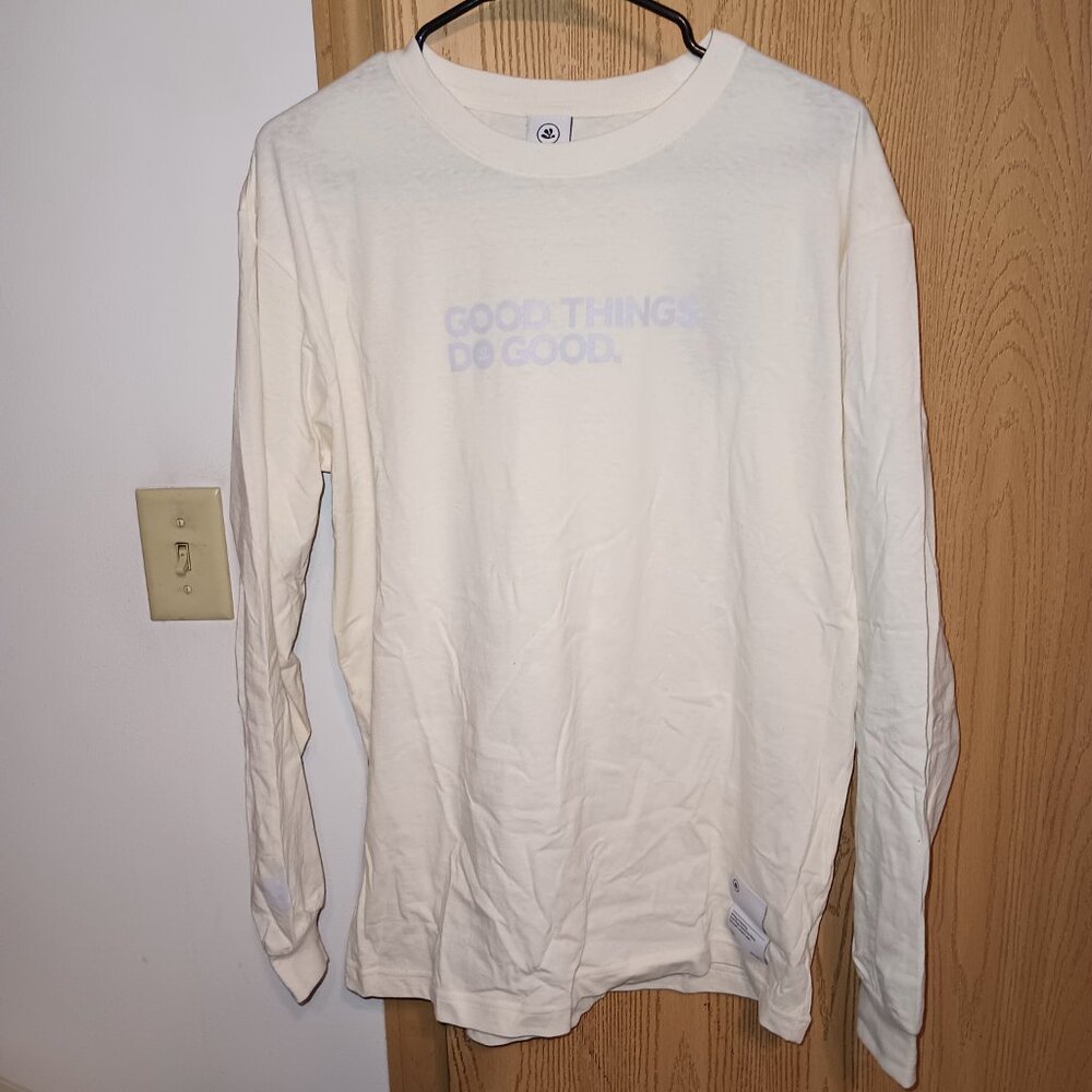 NEW Wasted Collective Long Sleeve Shirt "Good Things Do Good" Off White Large